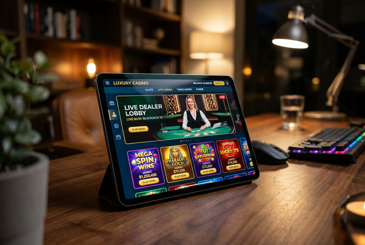 Sleek online casino interface on a digital device